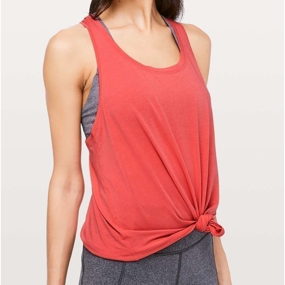 Lululemon Love Tank Pleated Glossy Size 4 Orange Coral Essential Activewear - Picture 2 of 11